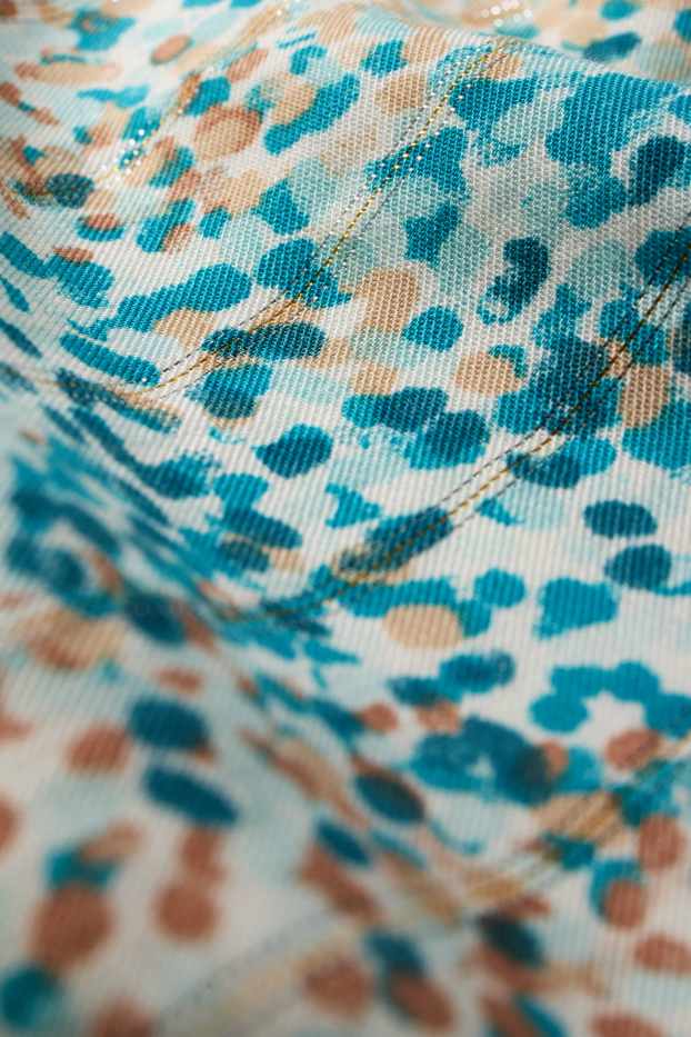 Kinder Mädchen - Stoffhose - gepunktet - blau / beige