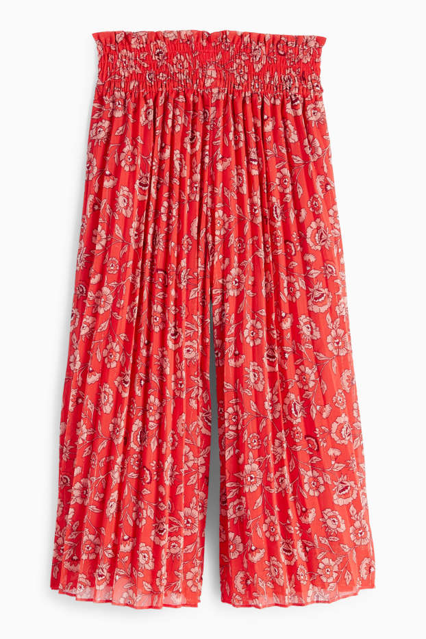 Kinder Mädchen - Plissee-Hose - geblümt - rot