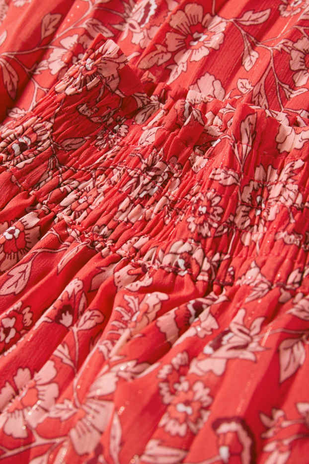 Kinder Mädchen - Plissee-Hose - geblümt - rot