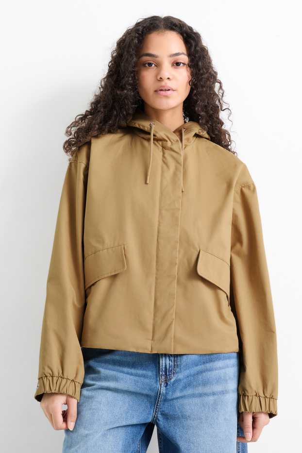 Damen - Jacke mit Kapuze - beige