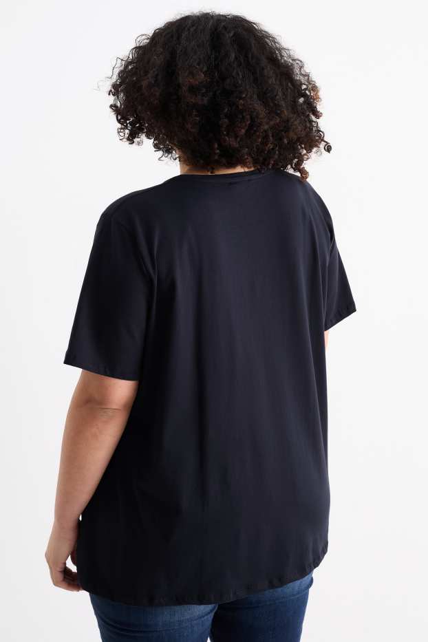 Damen - Multipack 2er - T-Shirt mit V-Ausschnitt - LYCRA® - dunkelblau