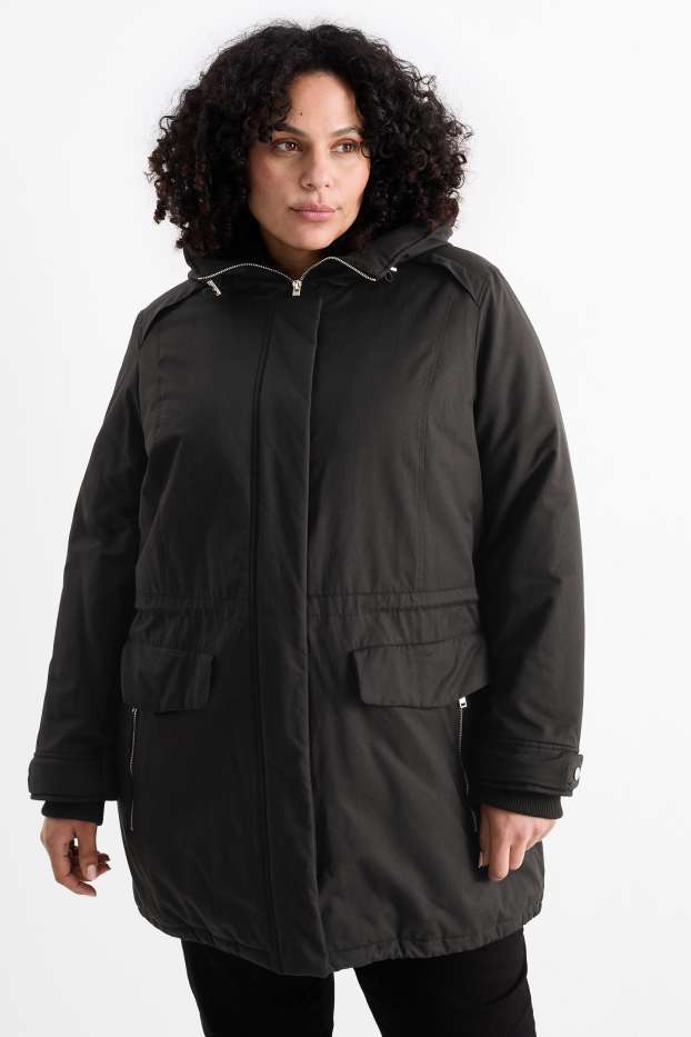 Women - Parka with hood - black