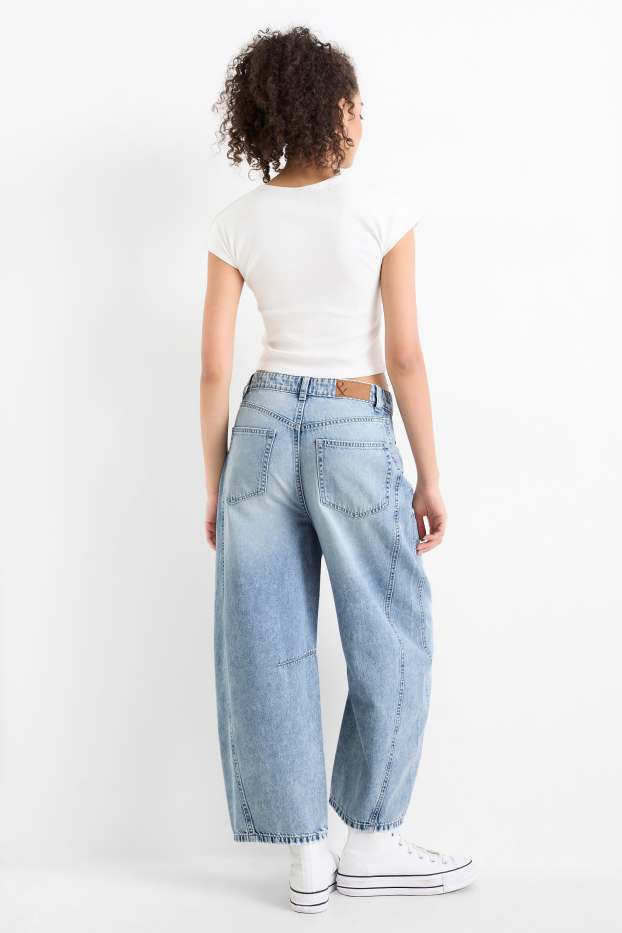 Dámské - Balloon jeans - mid waist - džíny - světle modré