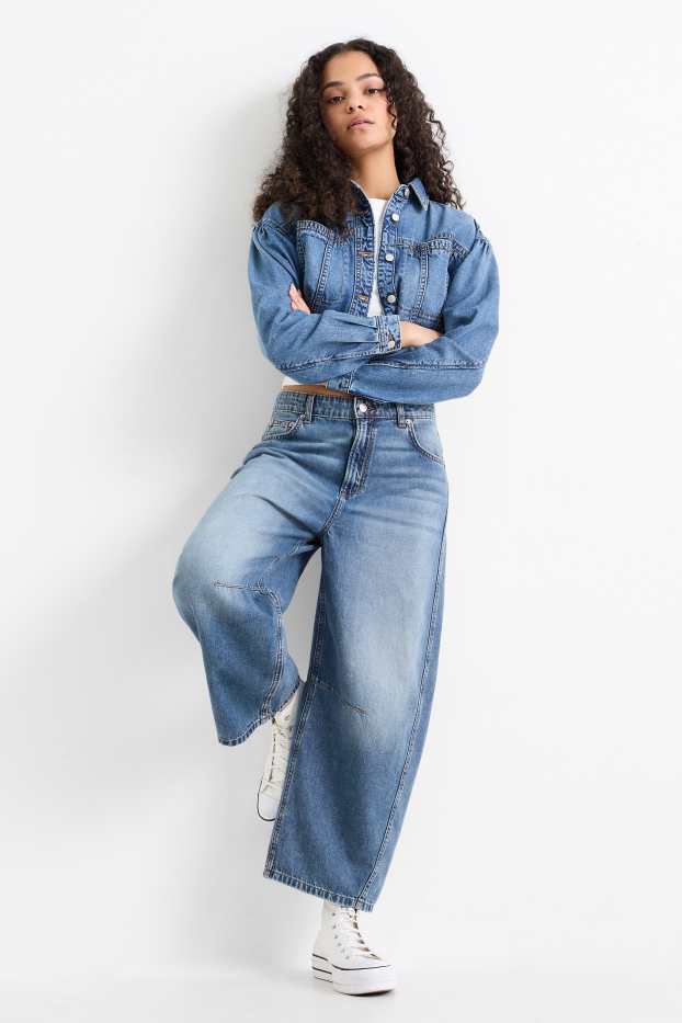 Damen - Balloon Jeans - Mid Waist - jeansblau