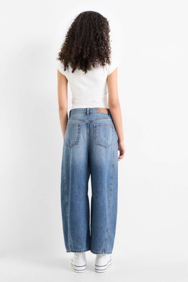 Damen - Balloon Jeans - Mid Waist - jeansblau