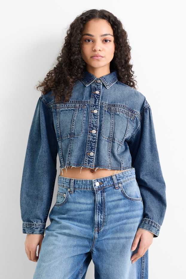 Femmes - Veste en jean courte - jean bleu