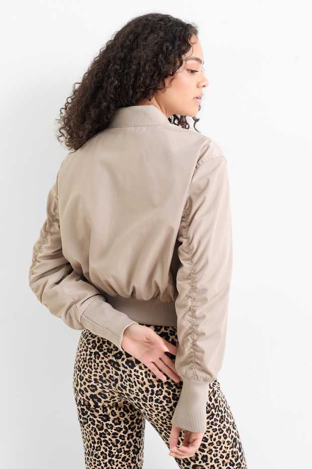 Dona - Jaqueta bomber crop - beix clar