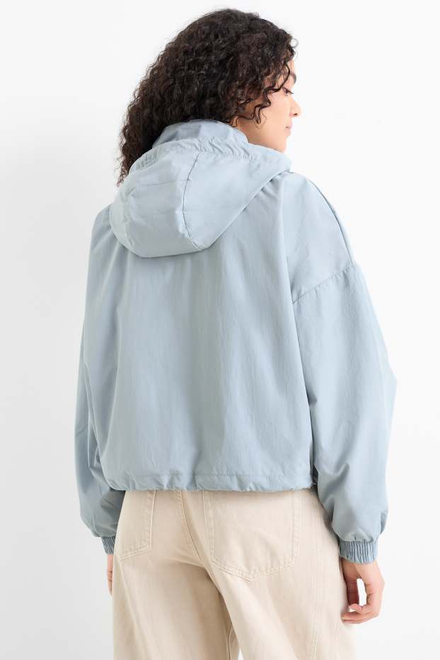 Dámské - Bunda s kapucí - světle modrá