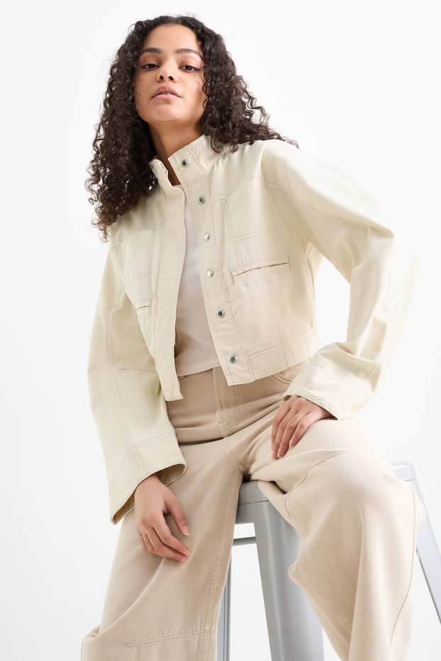 Women - Cropped jacket - light beige
