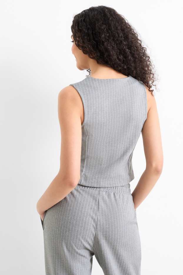 Femmes - Gilet - à rayures - gris