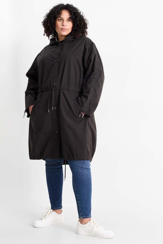 Women - Parka with hood - black