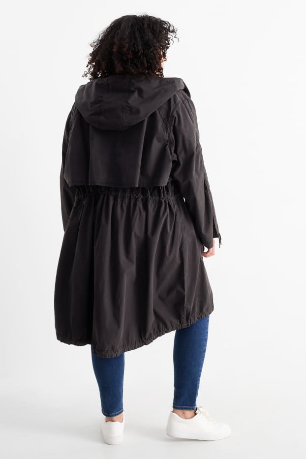 Women - Parka with hood - black