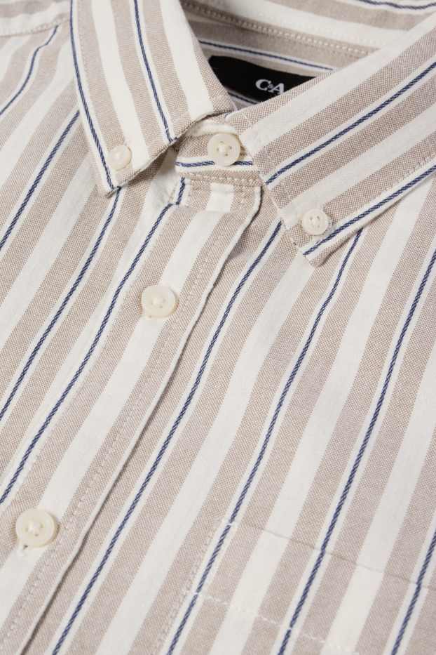 Hommes - Chemise - regular fit - col button-down - à rayures - beige
