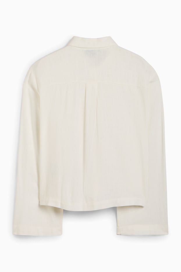 Damen - Bluse mit Leinen-Anteil - cremeweiss