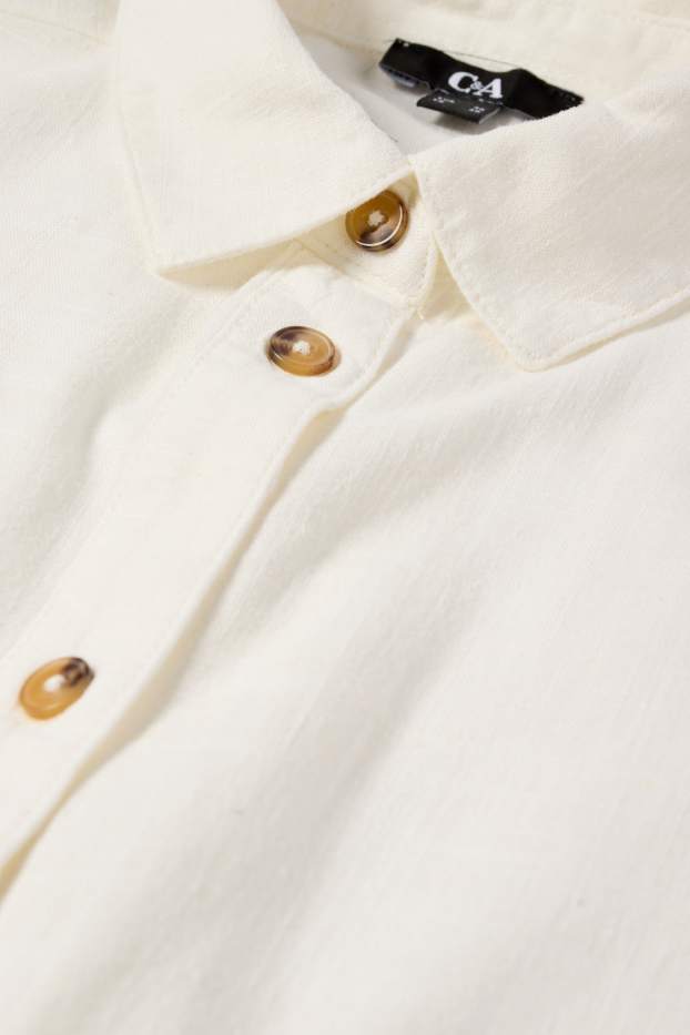 Damen - Bluse mit Leinen-Anteil - cremeweiss