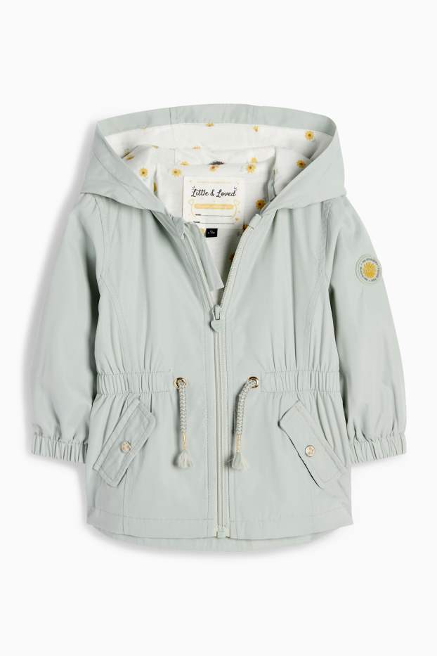 Baby Mädchen - Blümchen - Baby-Jacke mit Kapuze - mintgrün