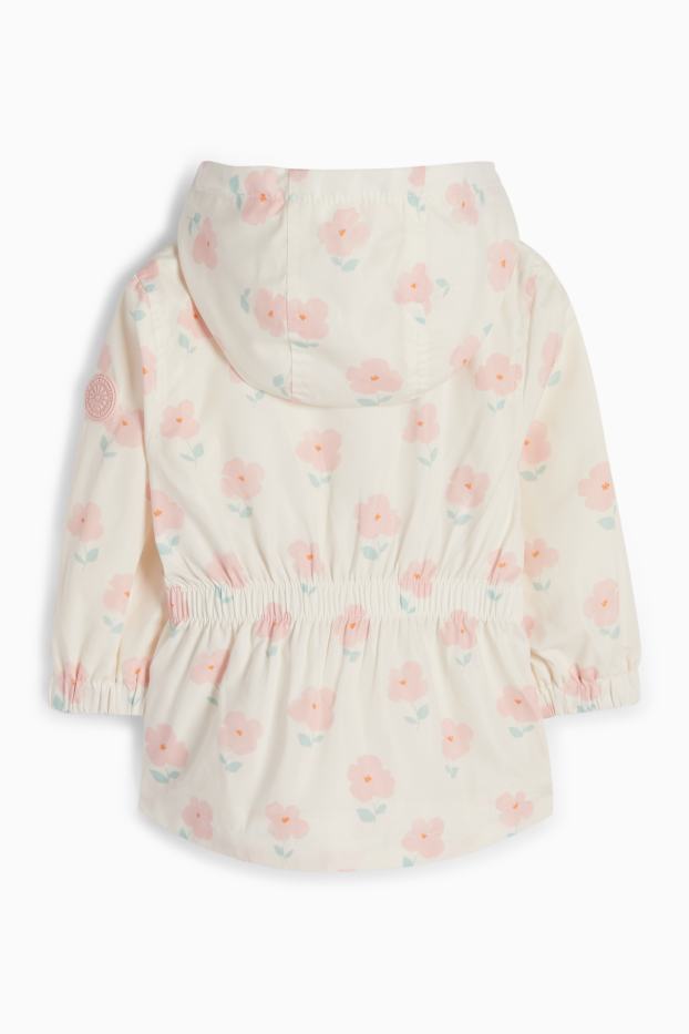 Neonate - Giacca con cappuccio per neonate - a fiori - bianco crema