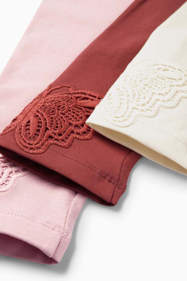 Kinder Mädchen - Multipack 3er - Schmetterling - Capri-Leggings - rosa