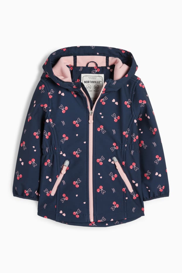 Bambine - Ciliegia - giacca softshell con cappuccio - impermeabile - blu scuro