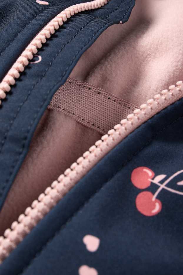 Bambine - Ciliegia - giacca softshell con cappuccio - impermeabile - blu scuro