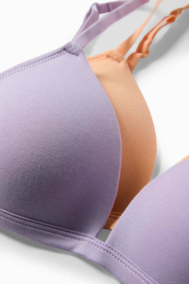 Kinder Mädchen - Multipack 2er - BH ohne Bügel - wattiert - hellviolett