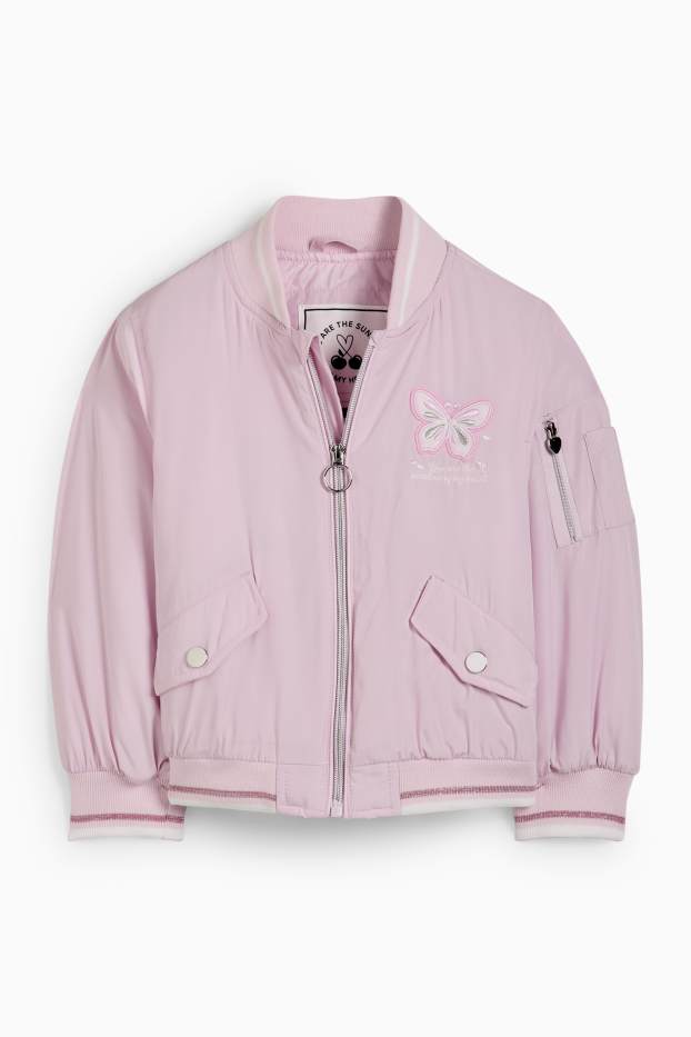 Kinder Mädchen - Schmetterling - Bomberjacke - rosa