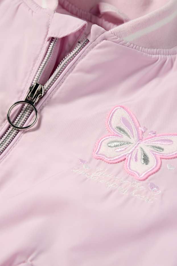 Kinder Mädchen - Schmetterling - Bomberjacke - rosa