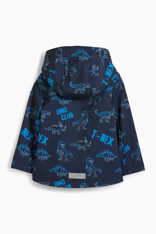Kinder Jungen - Dino - Softshelljacke mit Kapuze - wasserdicht - dunkelblau