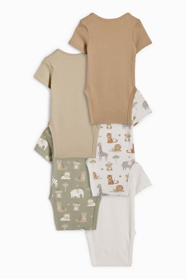 Unisex - Confezione da 5 - animali selvatici - body per neonati - bianco crema