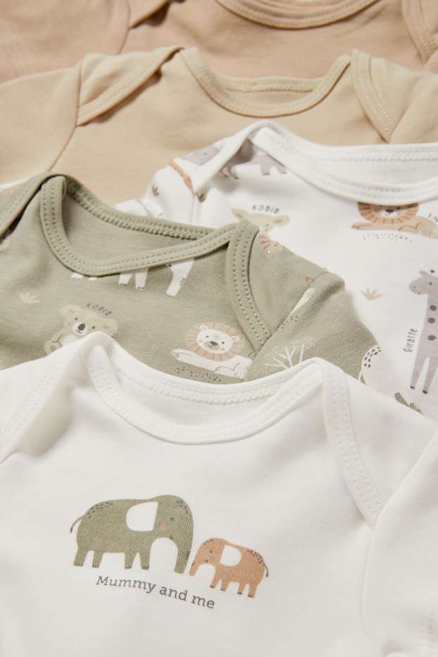 Unisex - Confezione da 5 - animali selvatici - body per neonati - bianco crema