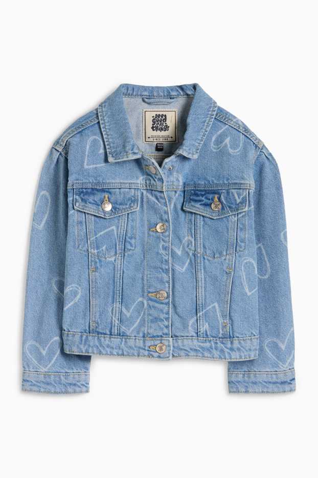 Kinder Mädchen - Herz - Jeansjacke - helljeansblau