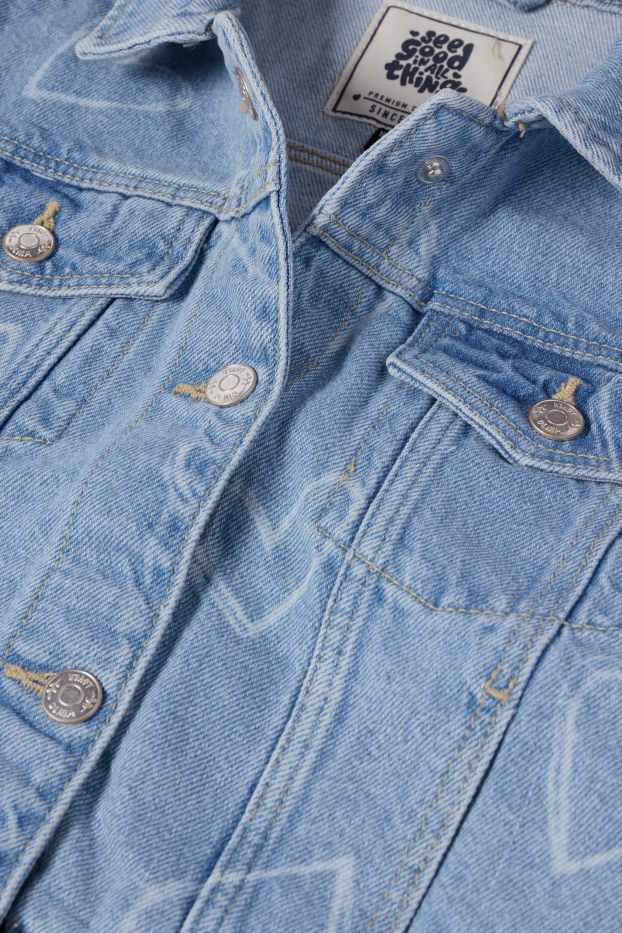 Kinder Mädchen - Herz - Jeansjacke - helljeansblau