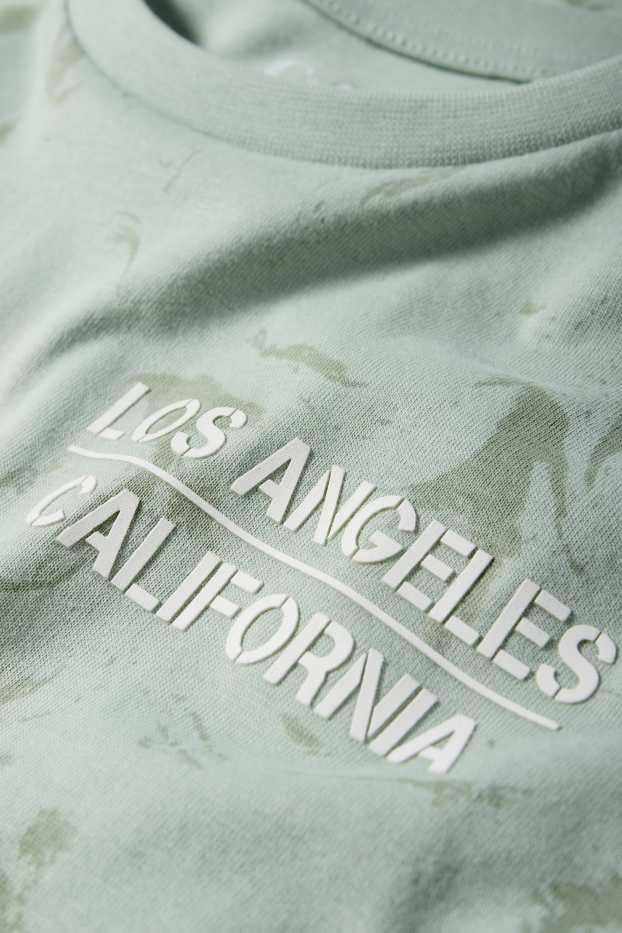 Kinder Jungen - Los Angeles - Shorty-Pyjama - gemustert - 2 teilig - hellgrün