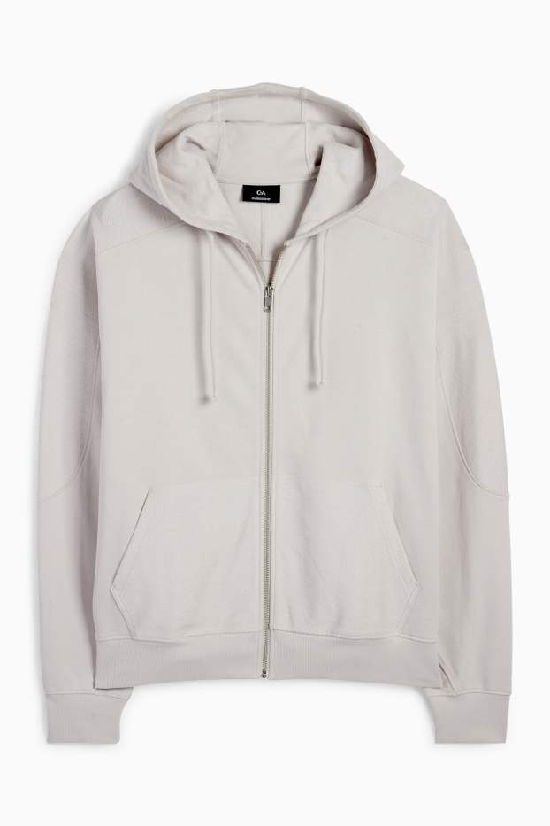 Herren - Oversized-Sweatjacke mit Kapuze - hellgrau