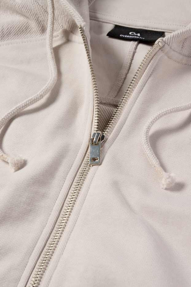 Herren - Oversized-Sweatjacke mit Kapuze - hellgrau