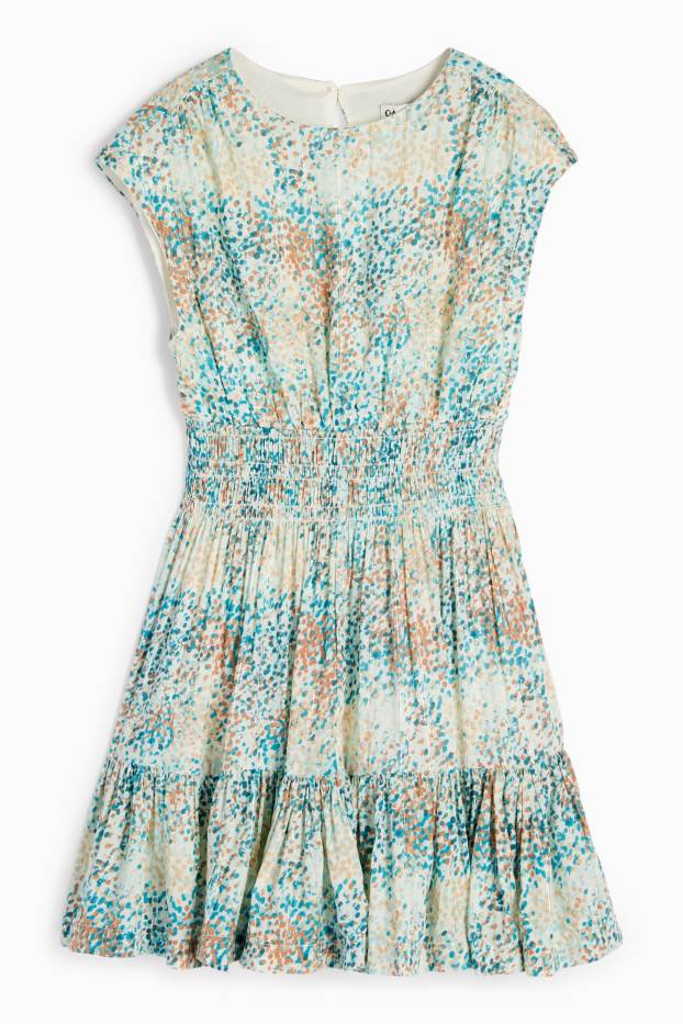 Kinder Mädchen - Kleid - gepunktet - grün