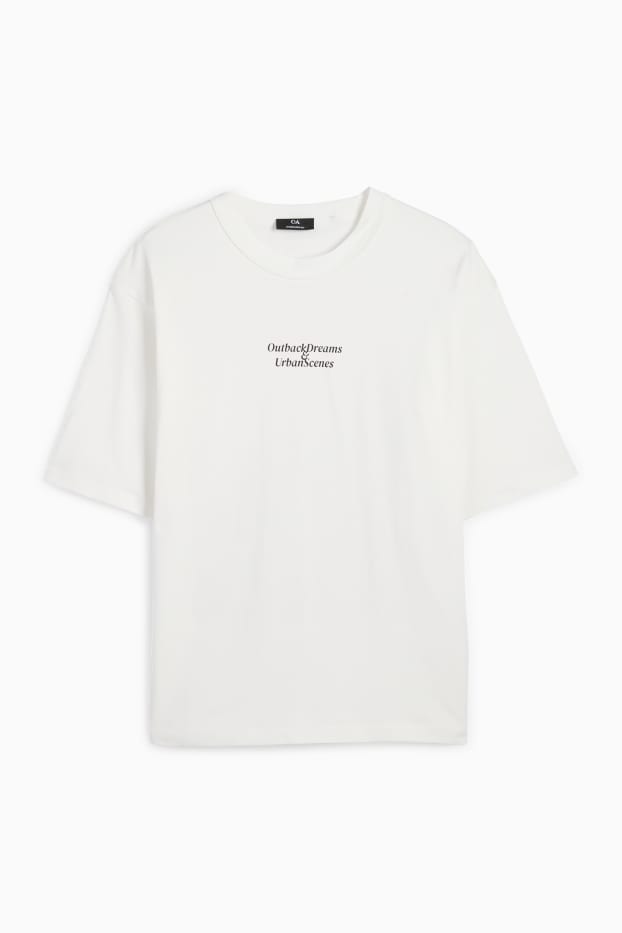 Herren - T-Shirt - Oversized - cremeweiß