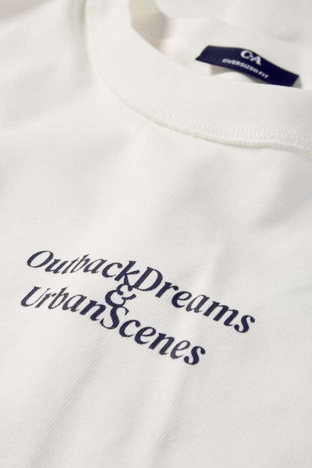 Herren - T-Shirt - Oversized - cremeweiß