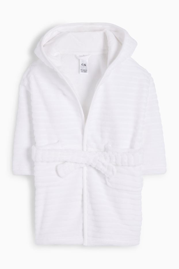 Bébés filles - Peignoir à capuche - côtelé - blanc