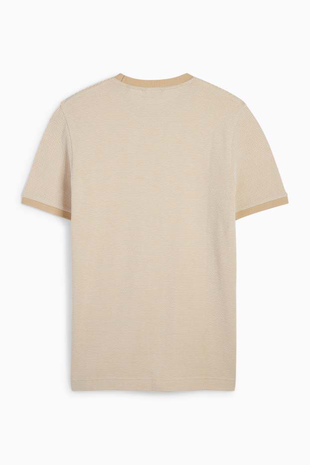 Hommes - T-shirt - texturé - beige