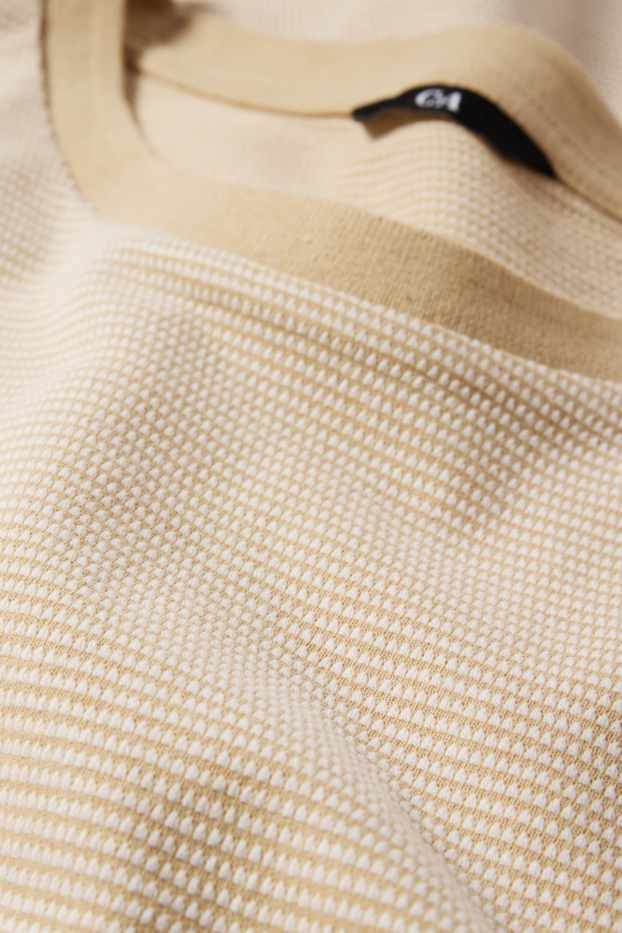 Hommes - T-shirt - texturé - beige