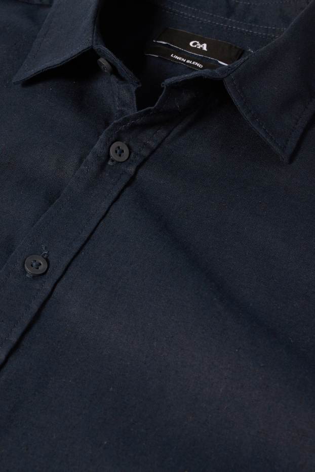 Herren - Hemd - Regular Fit - Kent - Leinen-Mix - dunkelblau