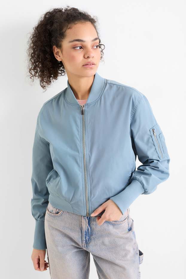 Damen - Crop Bomberjacke - hellblau