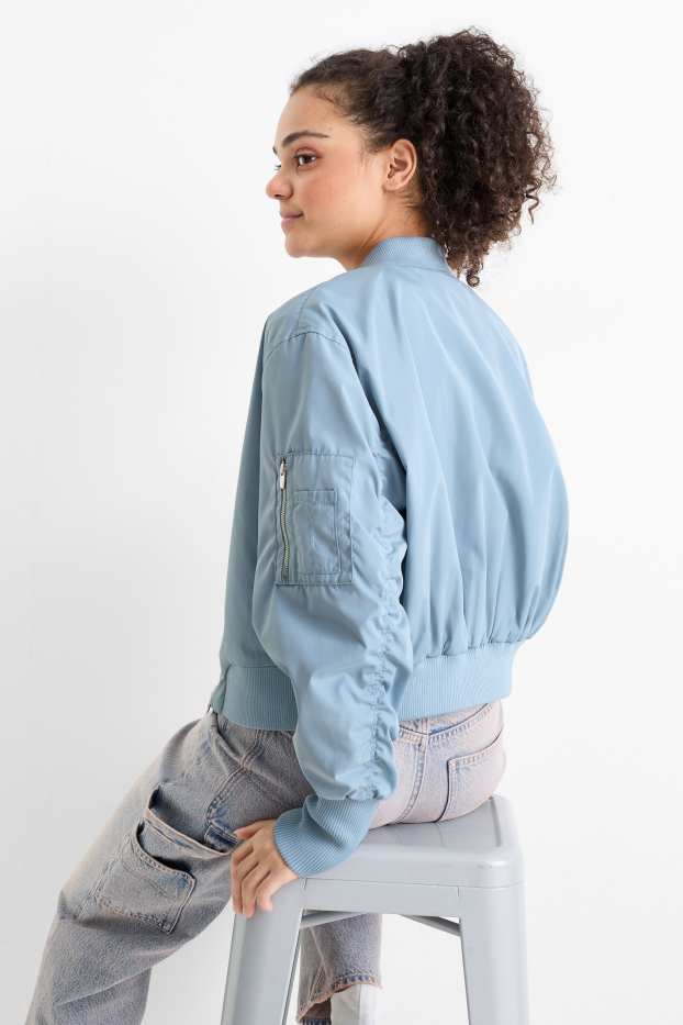 Damen - Crop Bomberjacke - hellblau