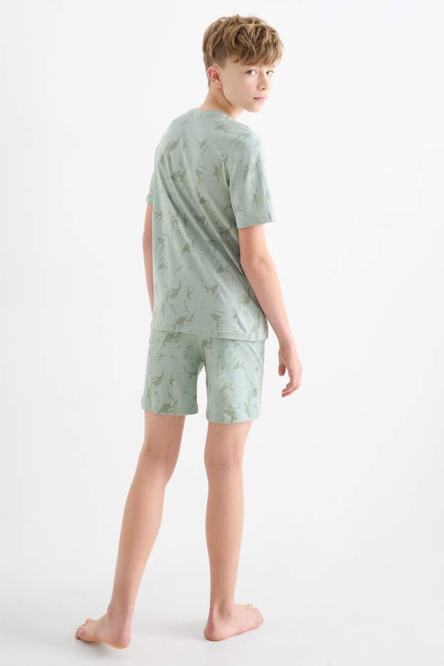 Kinder Jungen - Los Angeles - Shorty-Pyjama - gemustert - 2 teilig - hellgrün