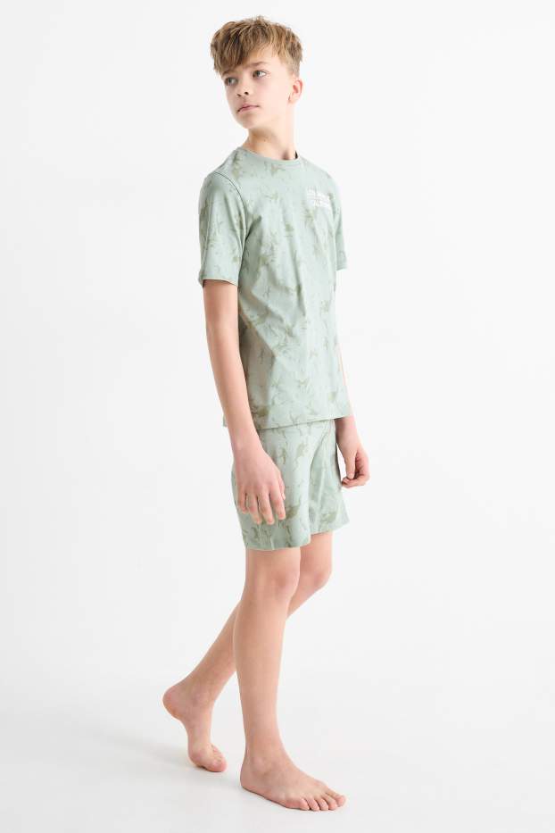 Kinder Jungen - Los Angeles - Shorty-Pyjama - gemustert - 2 teilig - hellgrün