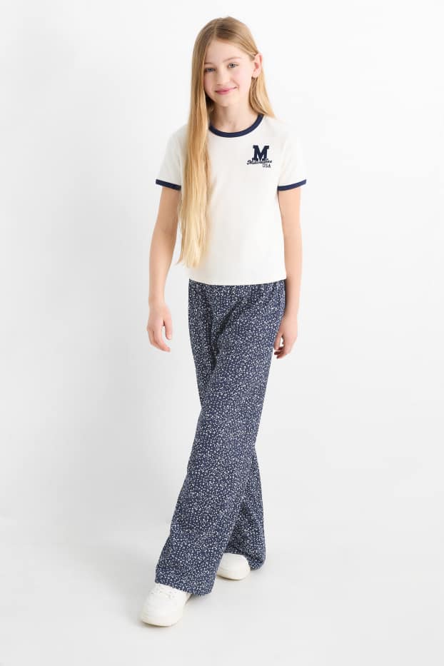 Copii - Fete - Set - Milwaukee - tricou cu mânecă scurtă și pantaloni de stofă - 2 piese - albastru închis
