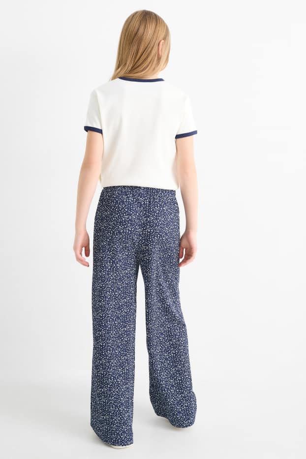 Copii - Fete - Set - Milwaukee - tricou cu mânecă scurtă și pantaloni de stofă - 2 piese - albastru închis