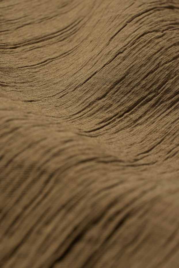 Dámské - Plátěné kalhoty - mid waist - wide leg - khaki