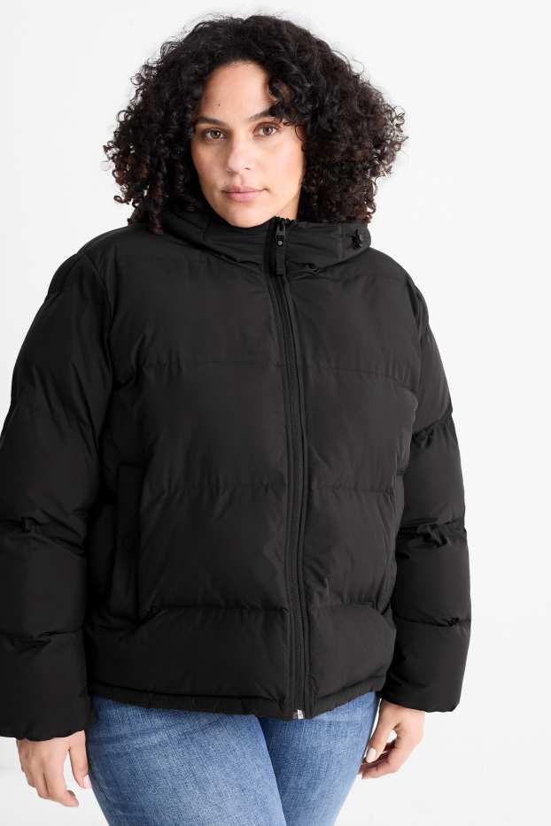 Donna - Giacca trapuntata con cappuccio - idrorepellente - nero